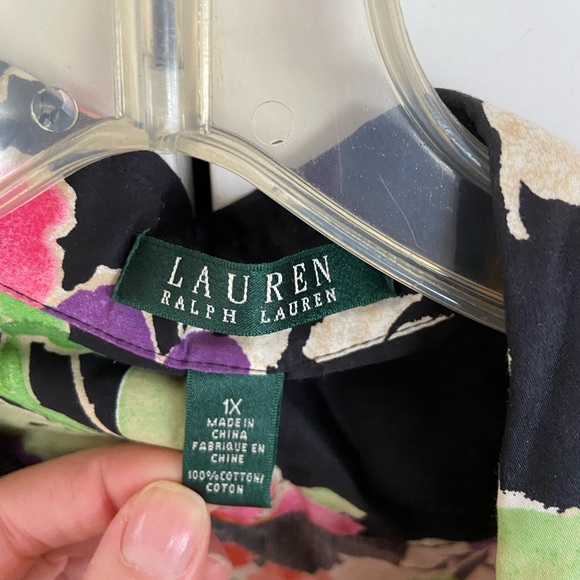 Lauren Ralph Lauren Black Floral Button Down Shirt - Picture 4 of 5